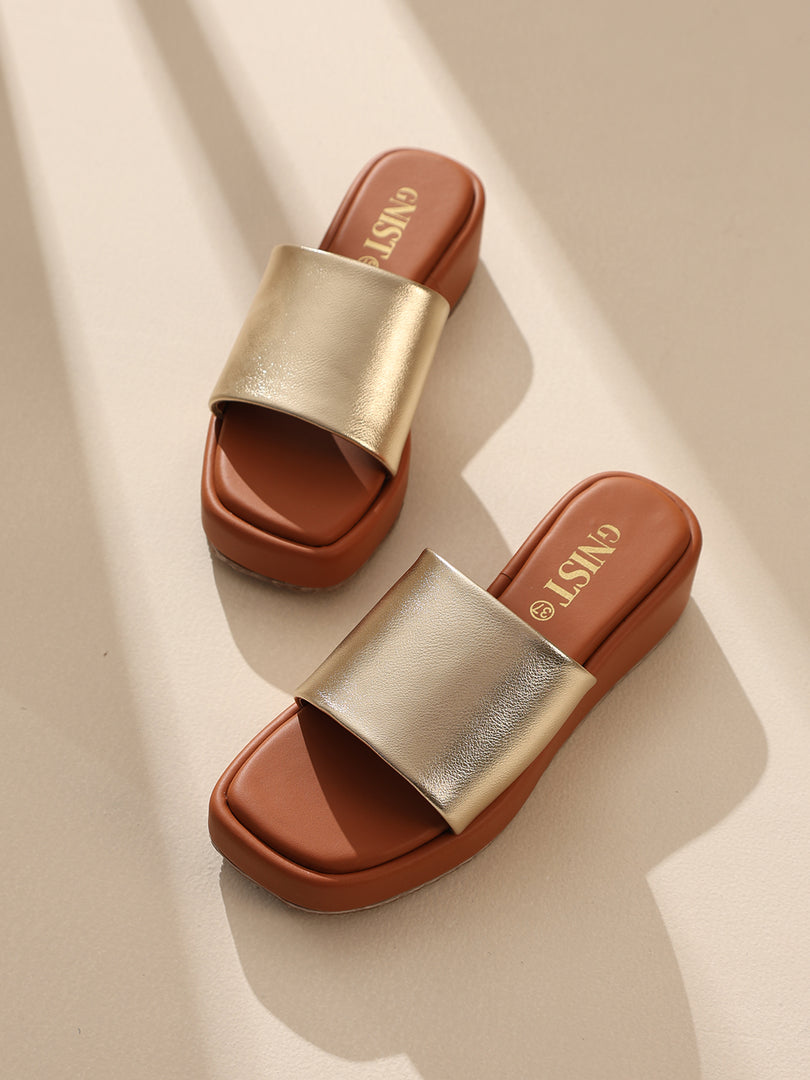 GNIST Metallic Flatform Tan Platform heels â Gnist Footwear
