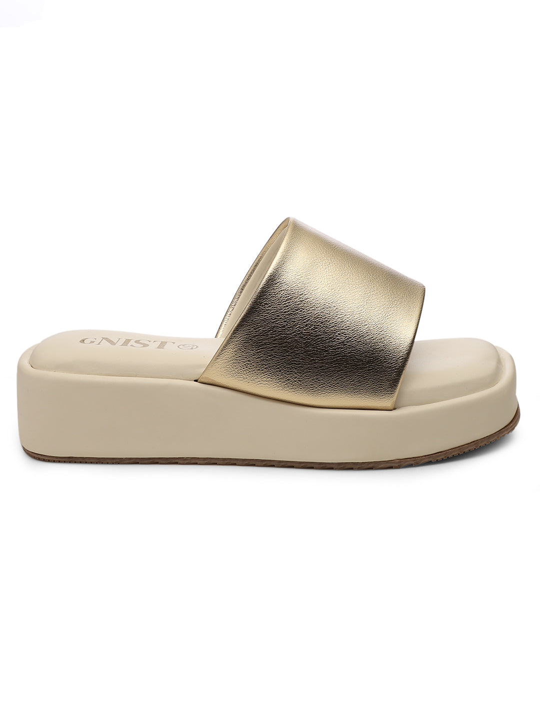 GNIST Metallic Flatform White Platform heels