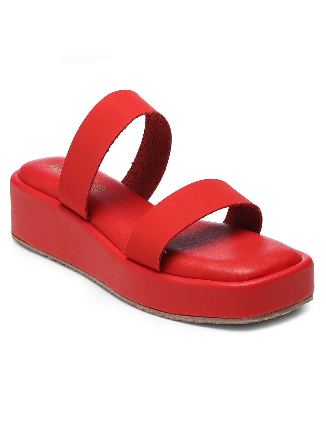 GNIST Double Strap Flatform Red Platform heels