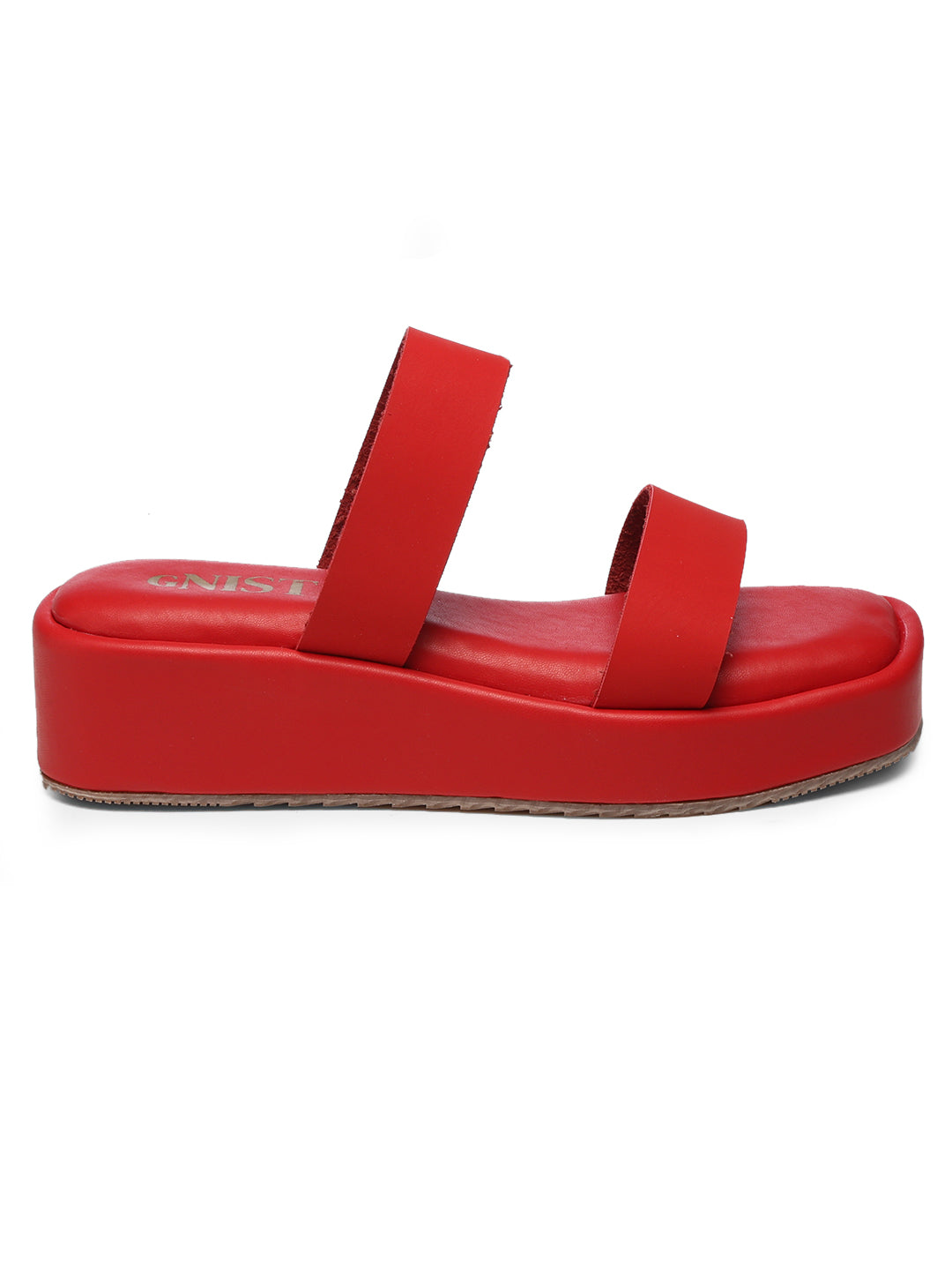 GNIST Double Strap Flatform Red Platform heels