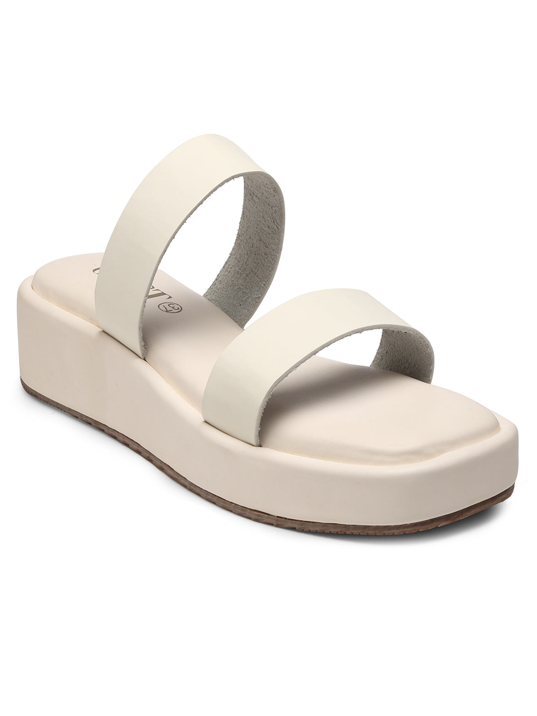 GNIST Double Strap Flatform White Platform heels