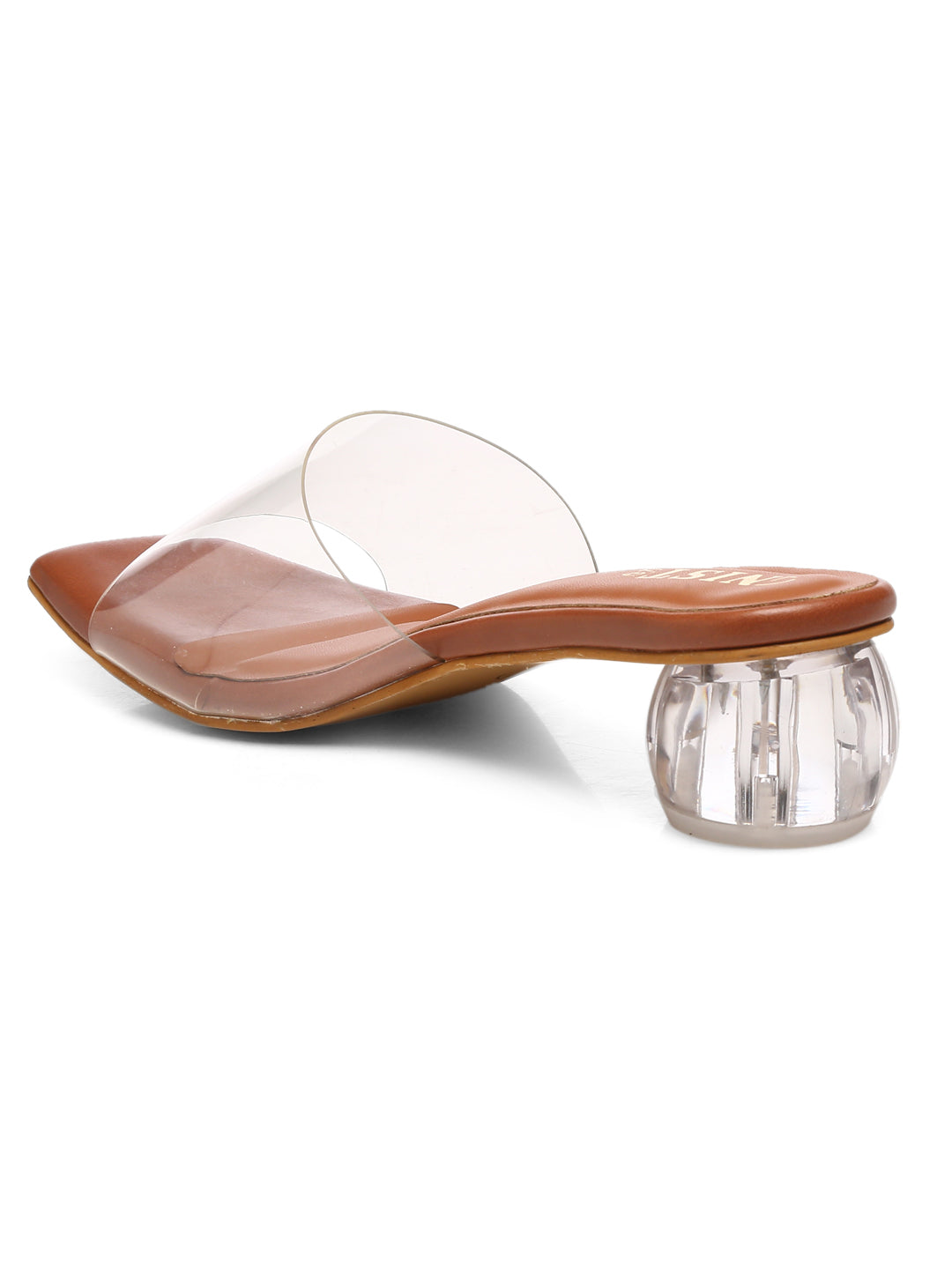 Tan clear fashion heels