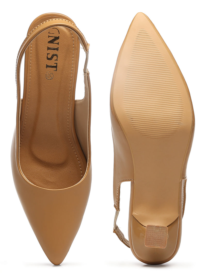 GNIST Sling back Pumps Beige Kitten Heels