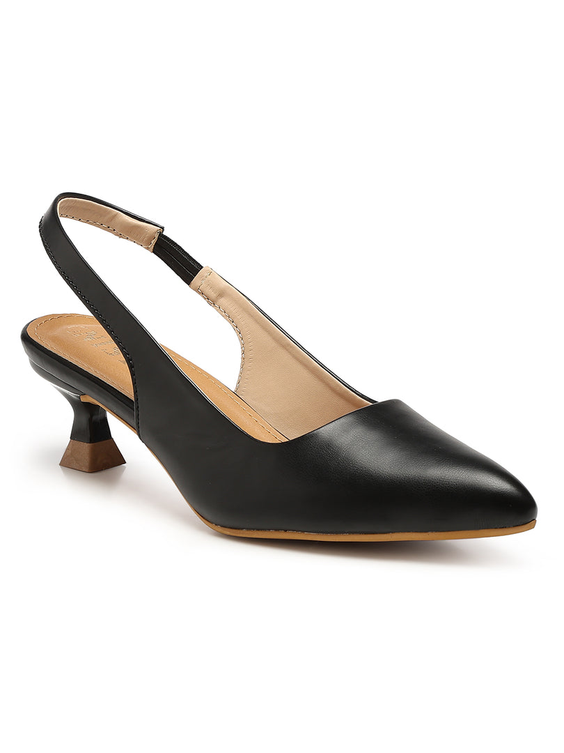 GNIST Sling back Pumps Black Kitten Heels