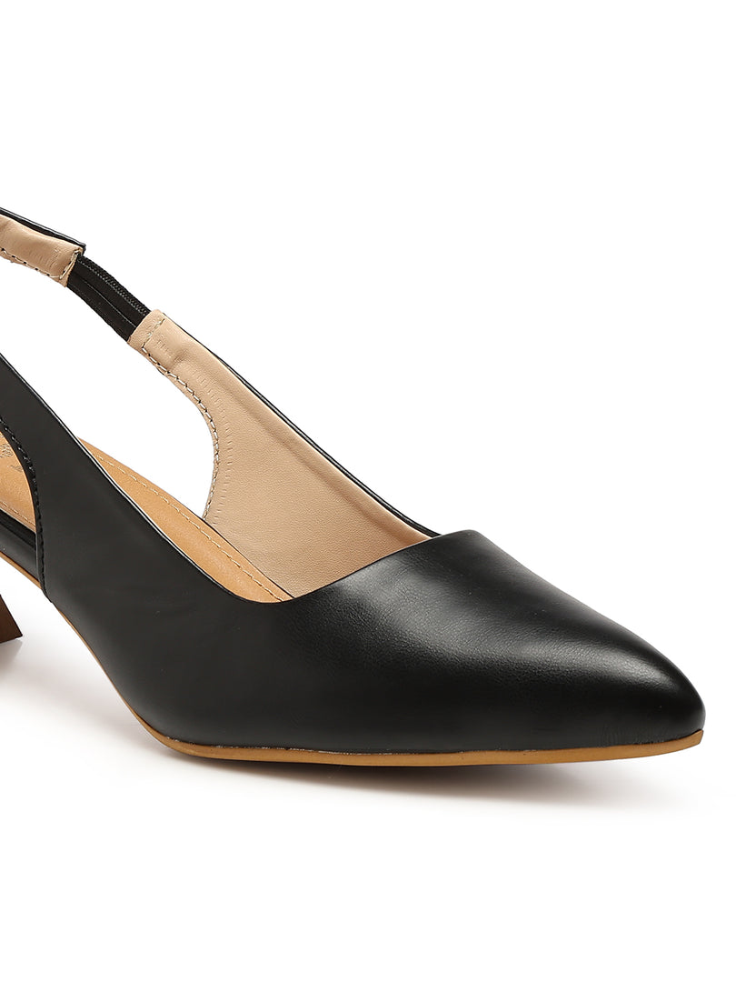 GNIST Sling back Pumps Black Kitten Heels