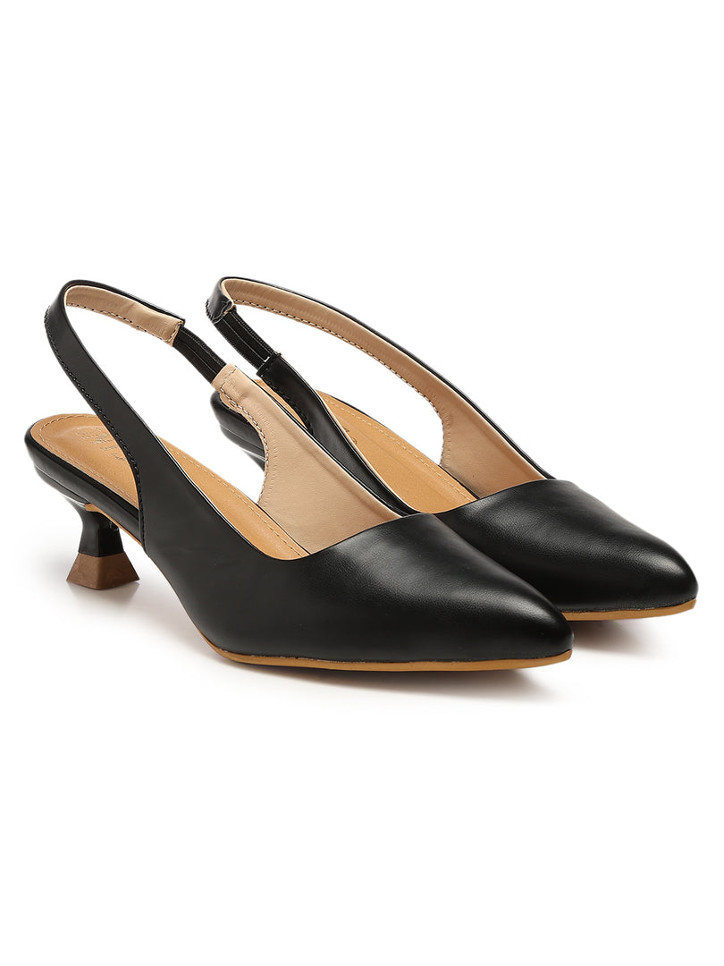 GNIST Sling back Pumps Black Kitten Heels