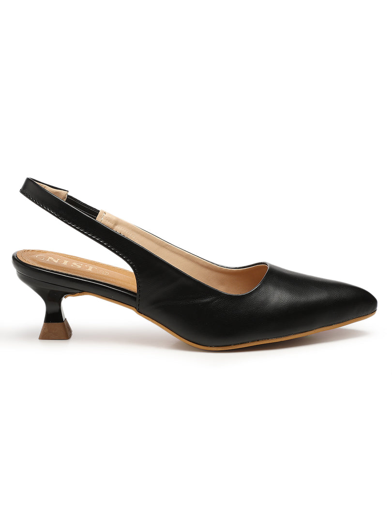 GNIST Sling back Pumps Black Kitten Heels