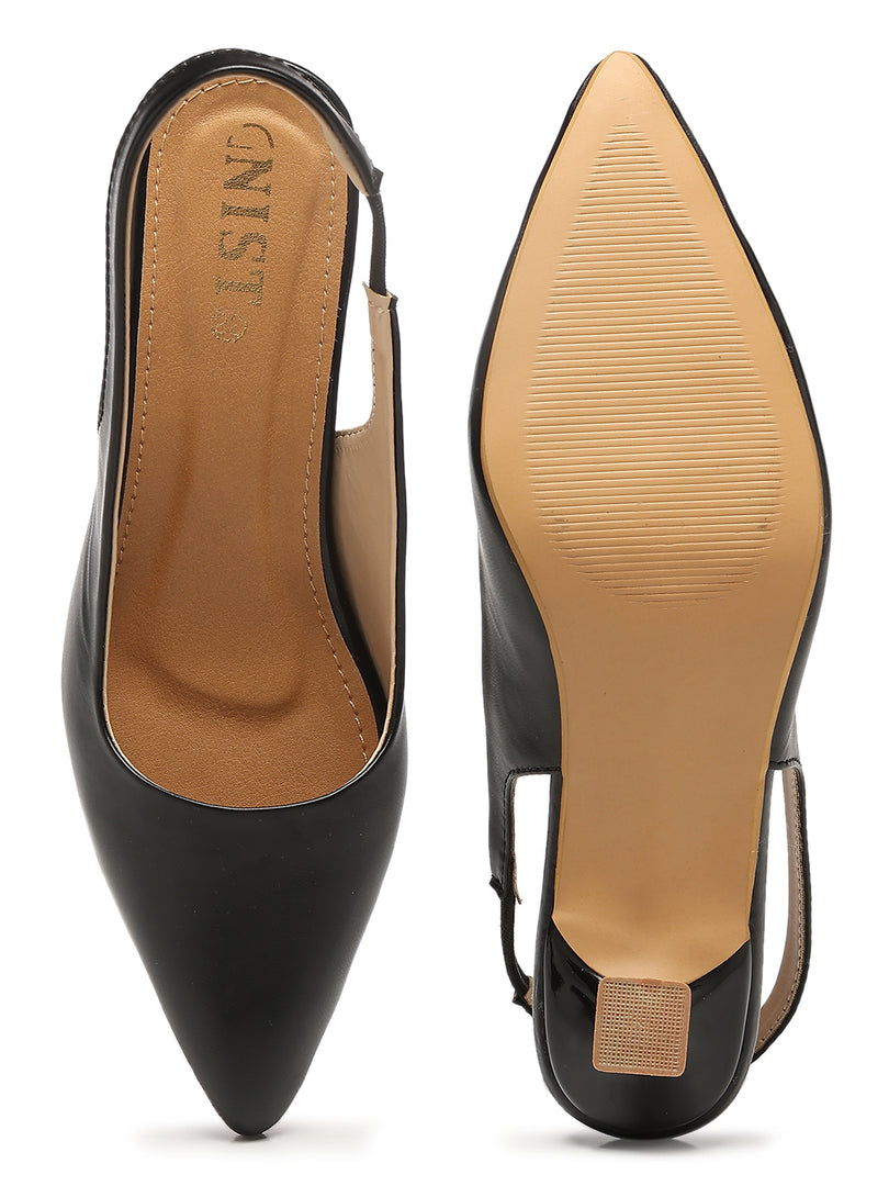 GNIST Sling back Pumps Black Kitten Heels