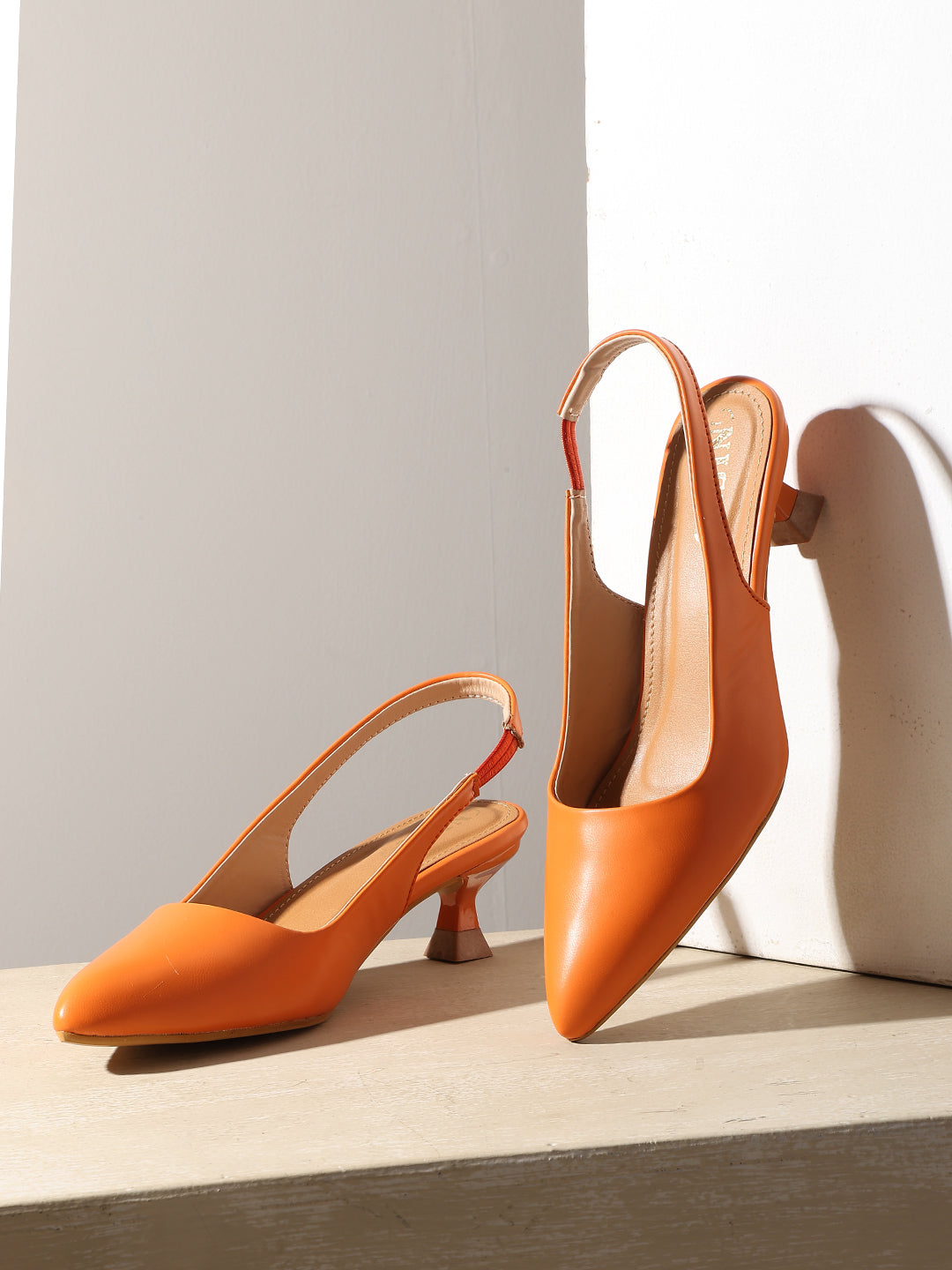 GNIST Sling back Pumps Orange Kitten Heels