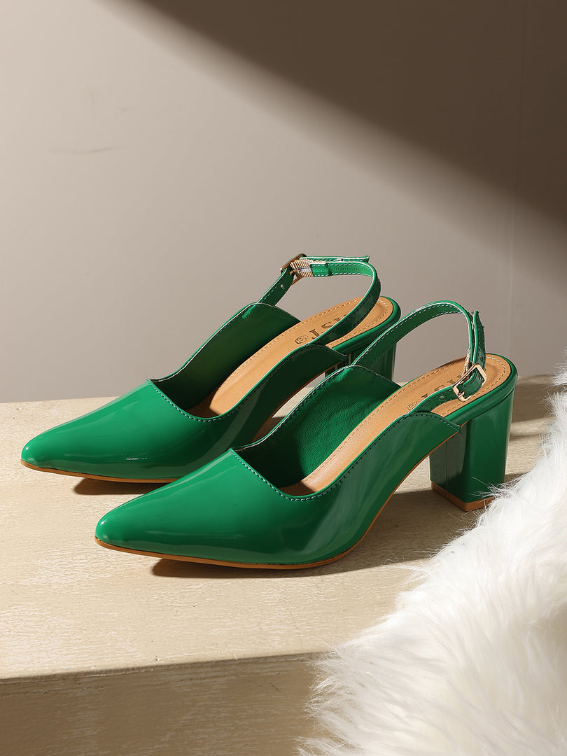 GNIST Classic Pumps Green Block Heels