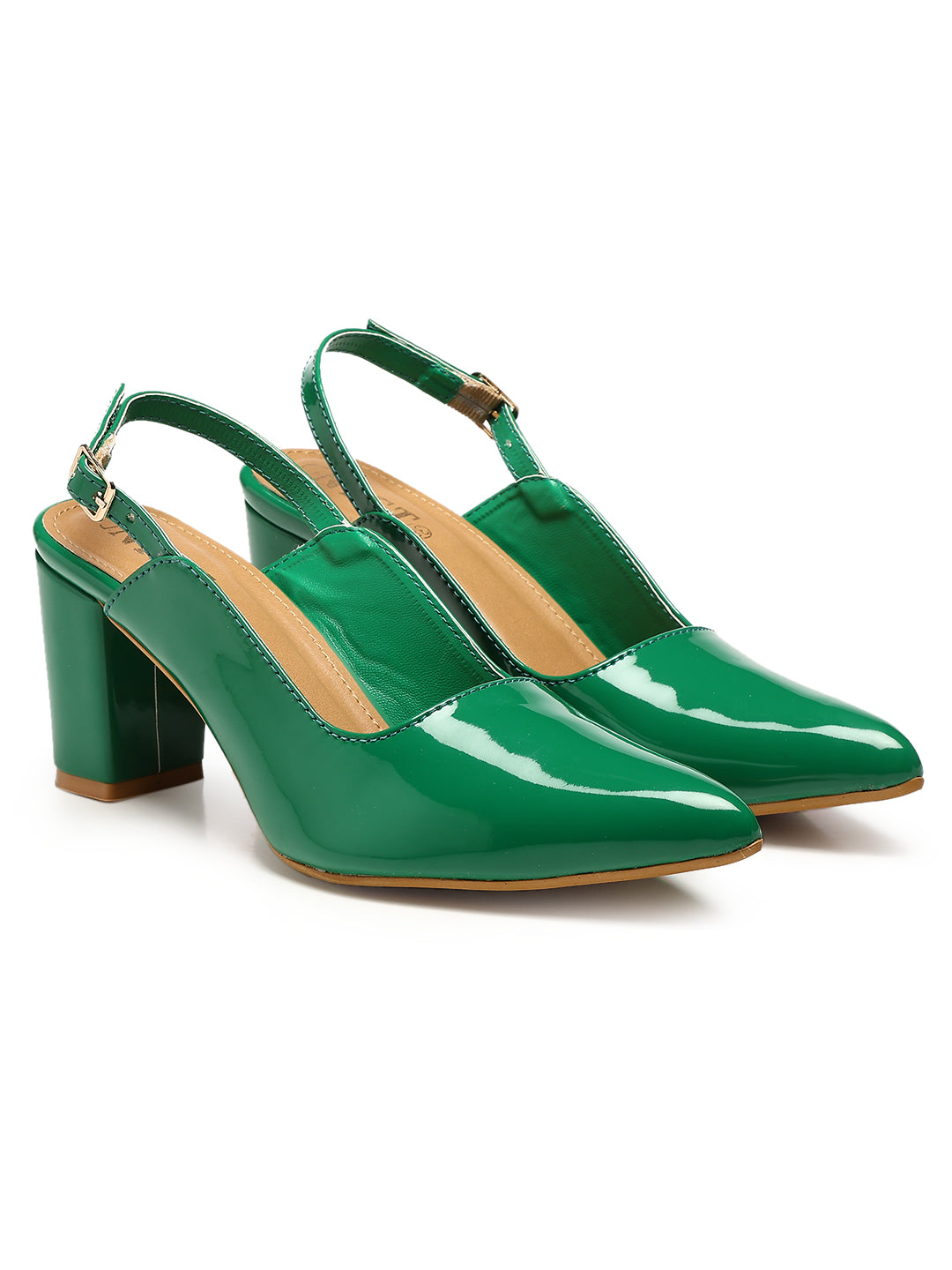 GNIST Classic Pumps Green Block Heels