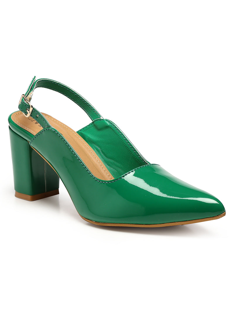 GNIST Classic Pumps Green Block Heels