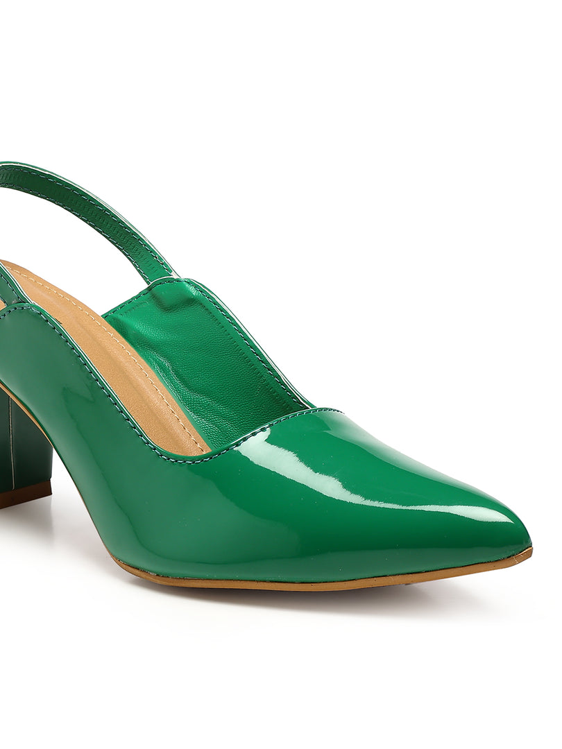 GNIST Classic Pumps Green Block Heels