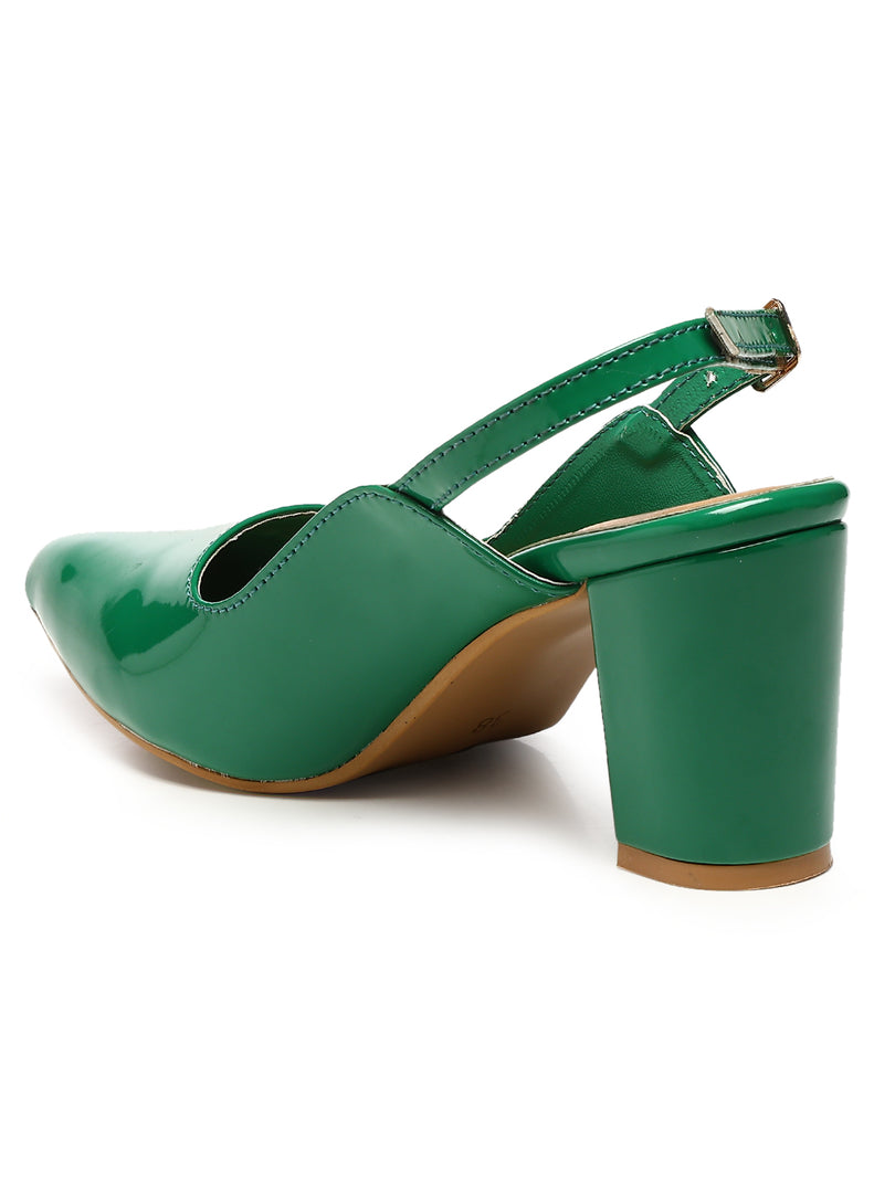 GNIST Classic Pumps Green Block Heels