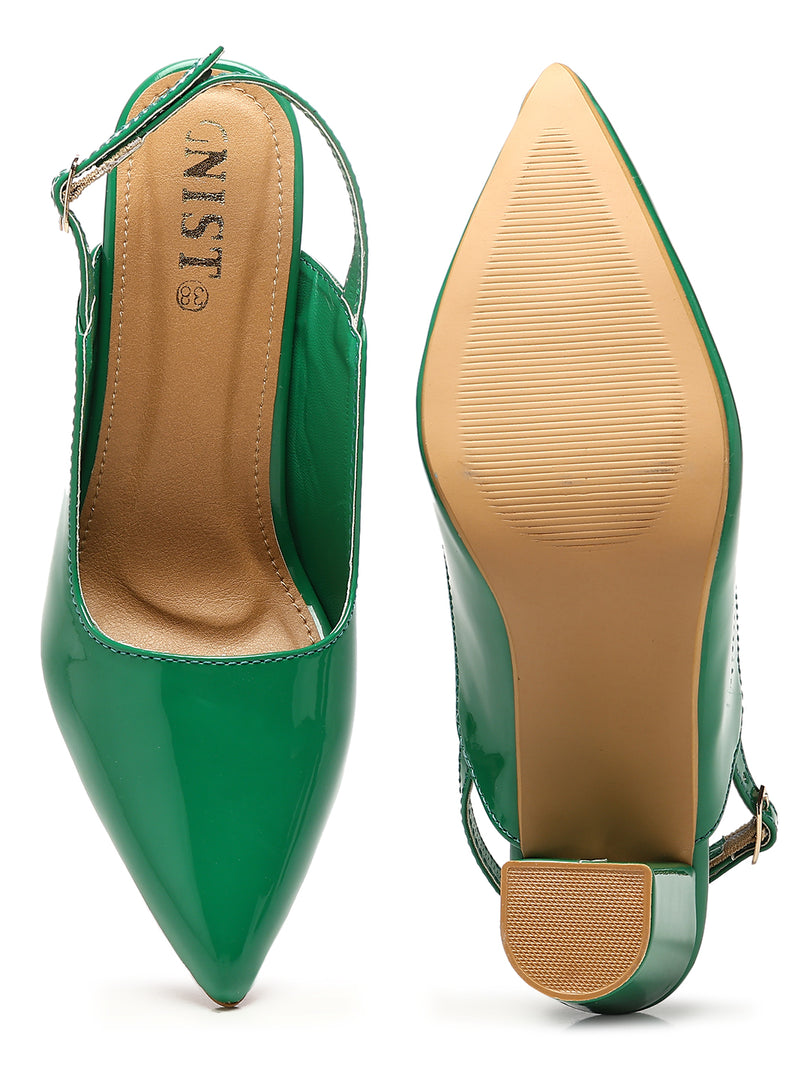 GNIST Classic Pumps Green Block Heels