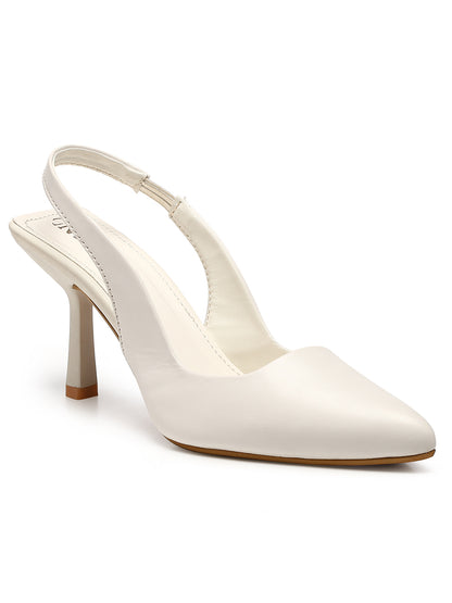 GNIST Pointed Pumps White Stiletto Heels