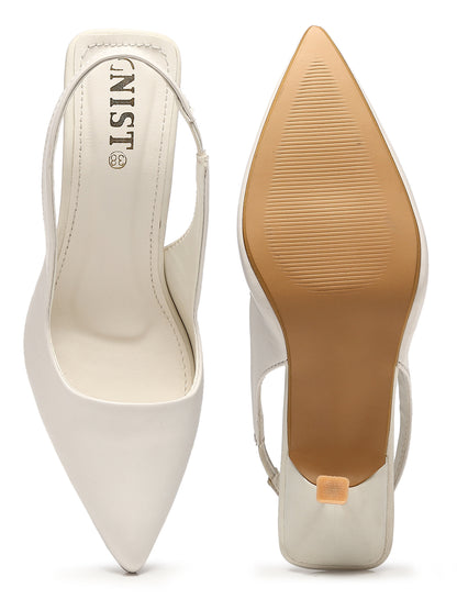 GNIST Pointed Pumps White Stiletto Heels