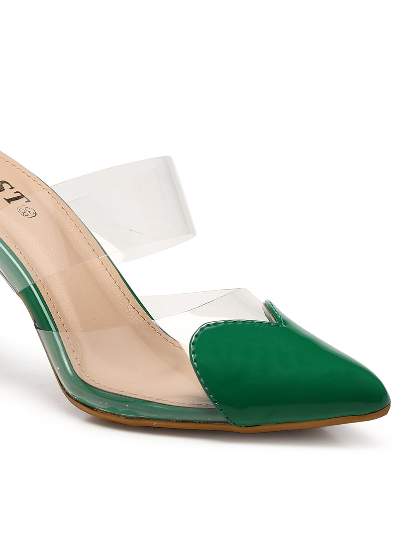 GNIST Love heart Transparent Green Heels