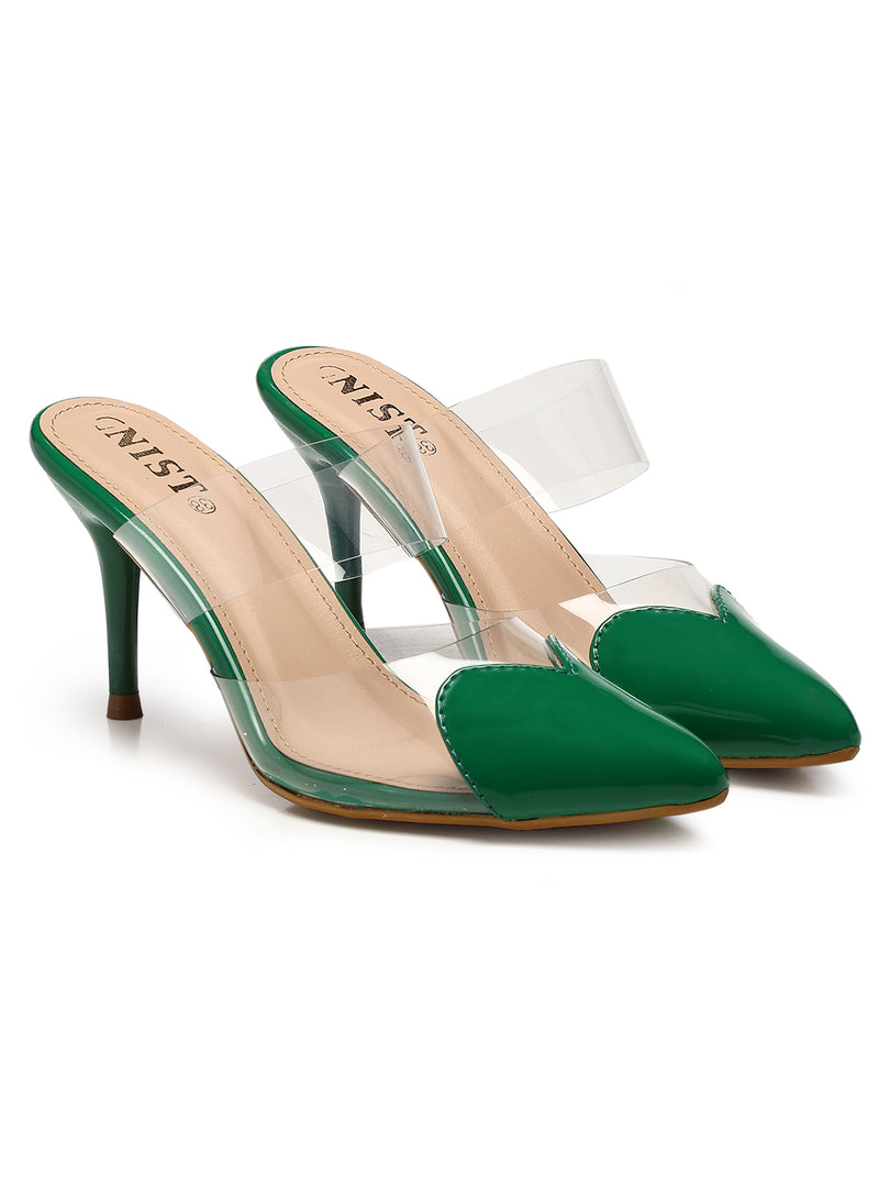 GNIST Love heart Transparent Green Heels