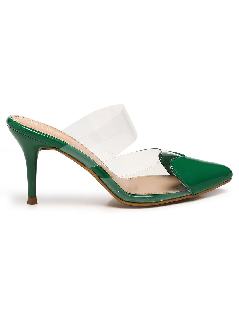 GNIST Love heart Transparent Green Heels