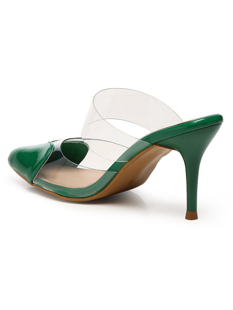 GNIST Love heart Transparent Green Heels