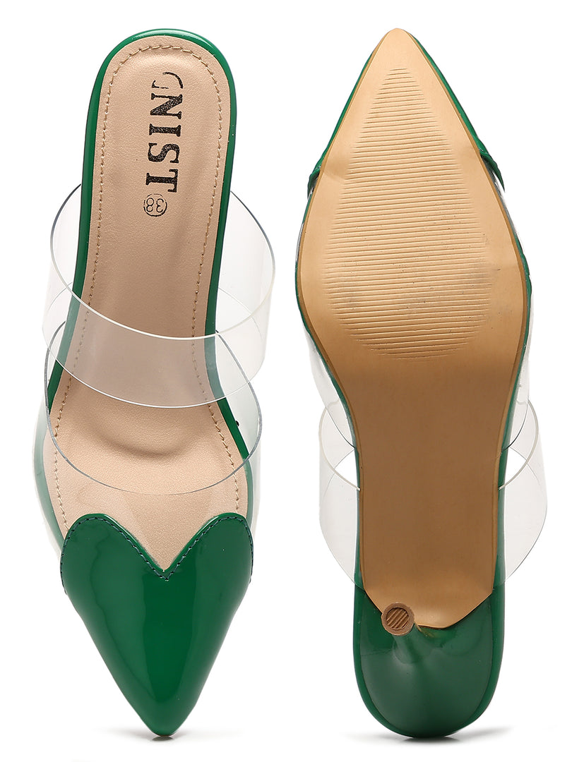 GNIST Love heart Transparent Green Heels