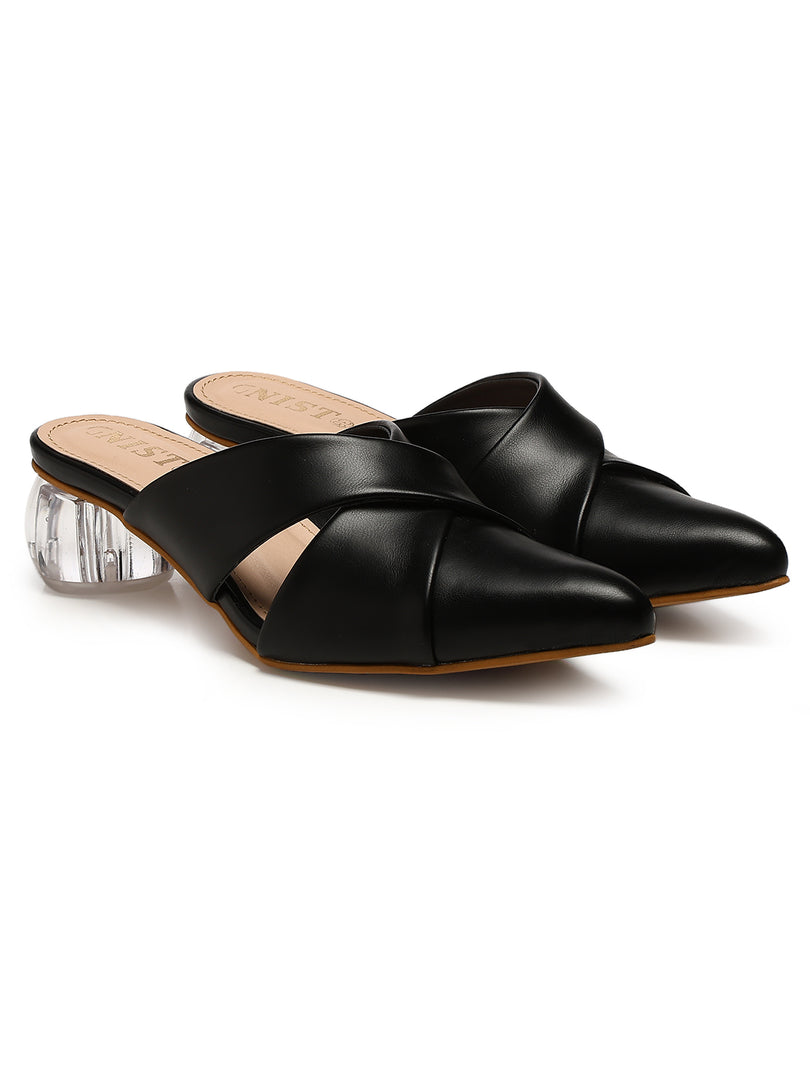 GNIST Comfort Mule Black Round Heels