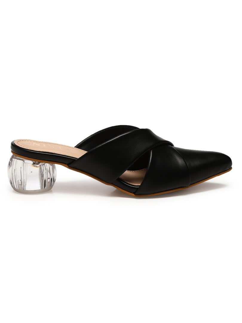 GNIST Comfort Mule Black Round Heels