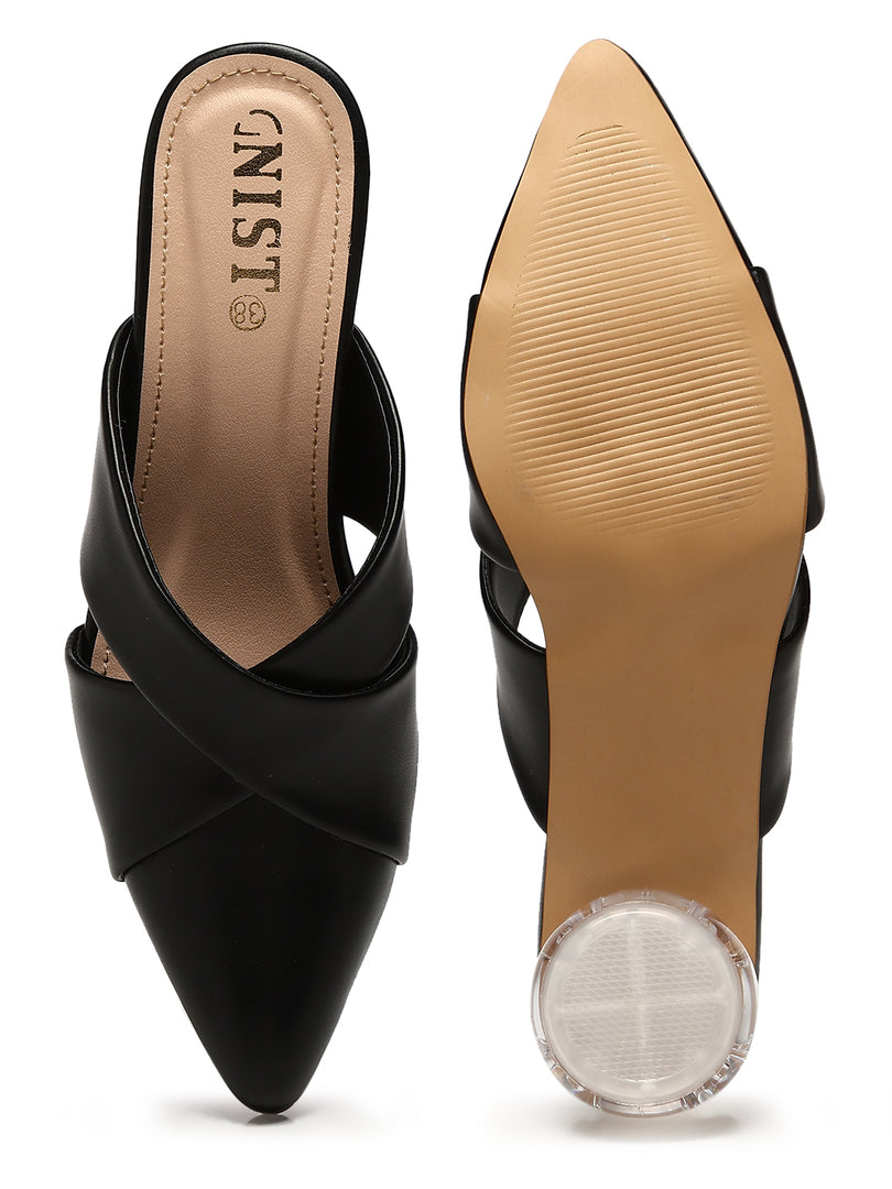 GNIST Comfort Mule Black Round Heels