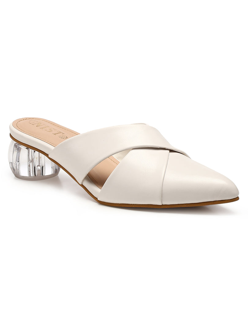 GNIST Comfort Mule White Round Heels