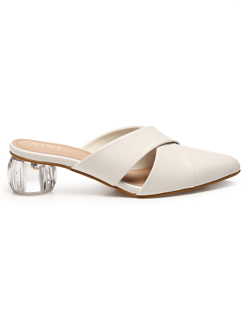 GNIST Comfort Mule White Round Heels