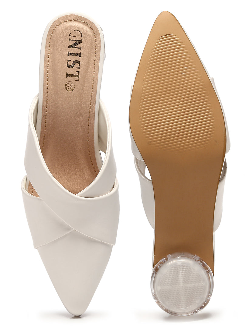 GNIST Comfort Mule White Round Heels