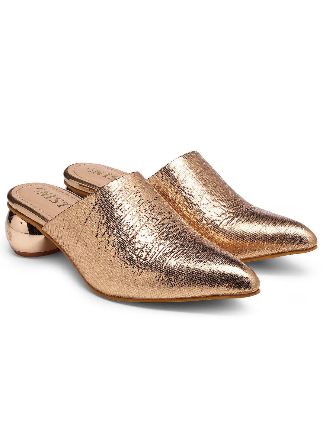 GNIST Metallic Mule Copper Round Heels