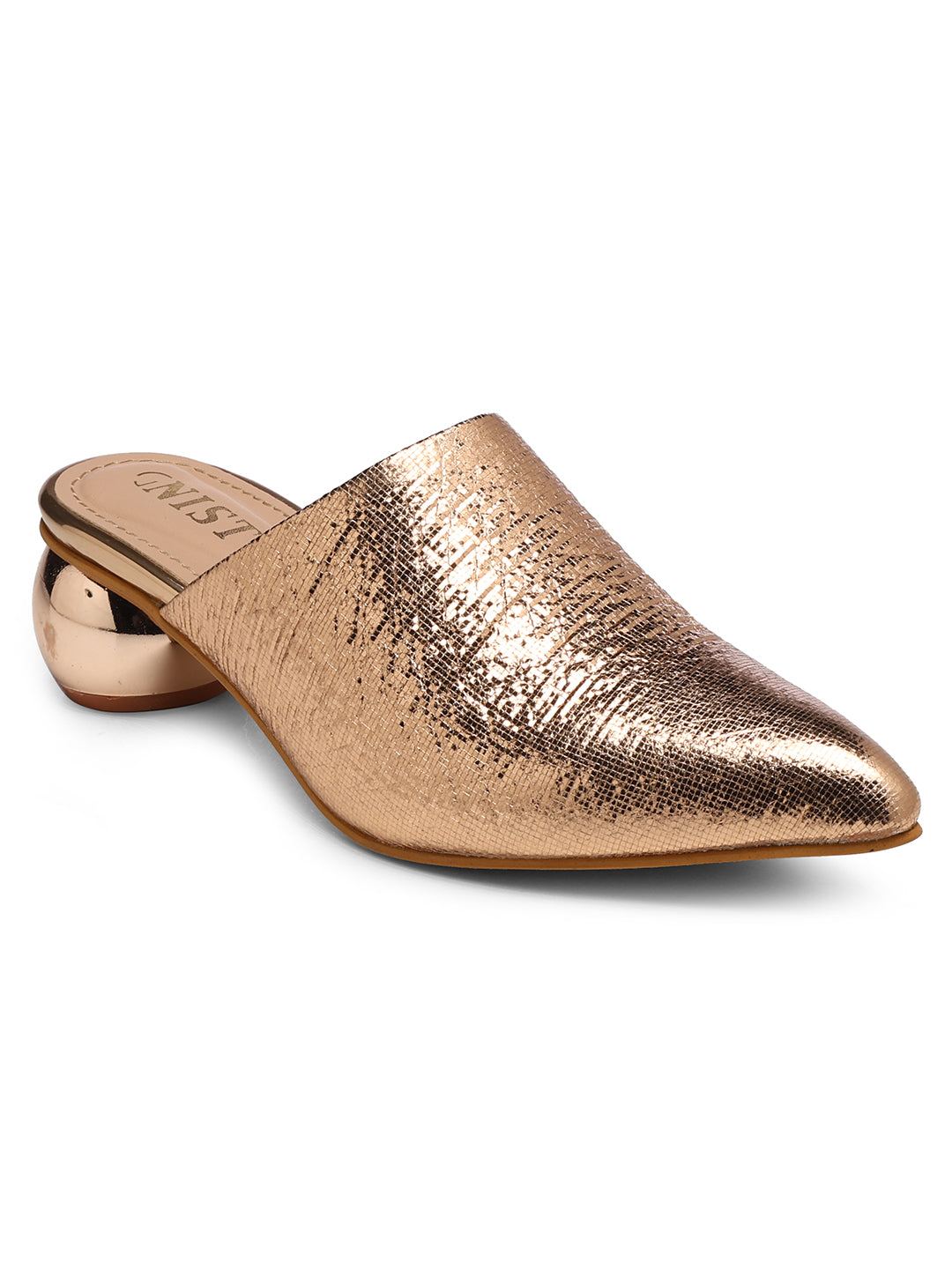 GNIST Metallic Mule Copper Round Heels