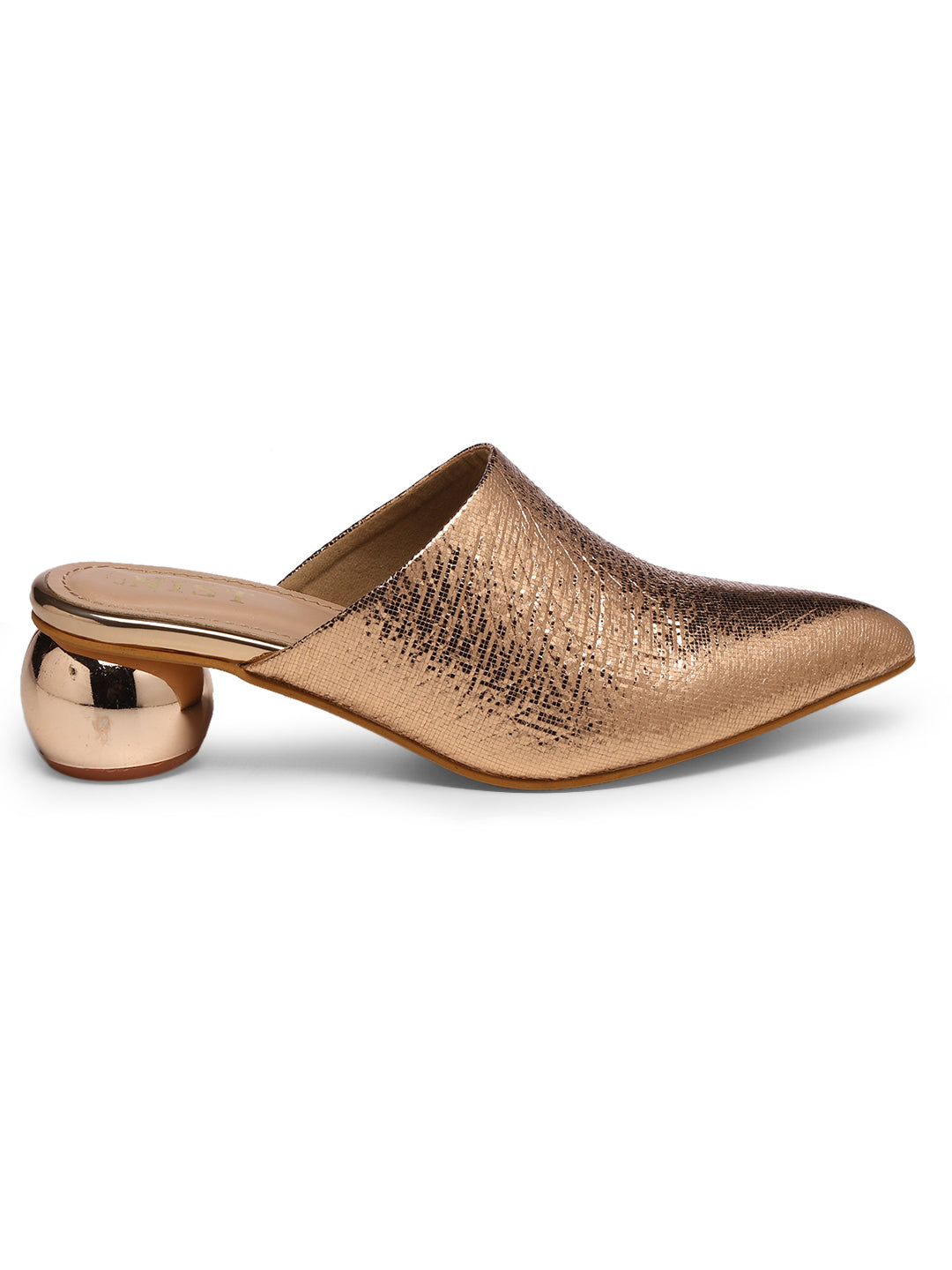 GNIST Metallic Mule Copper Round Heels