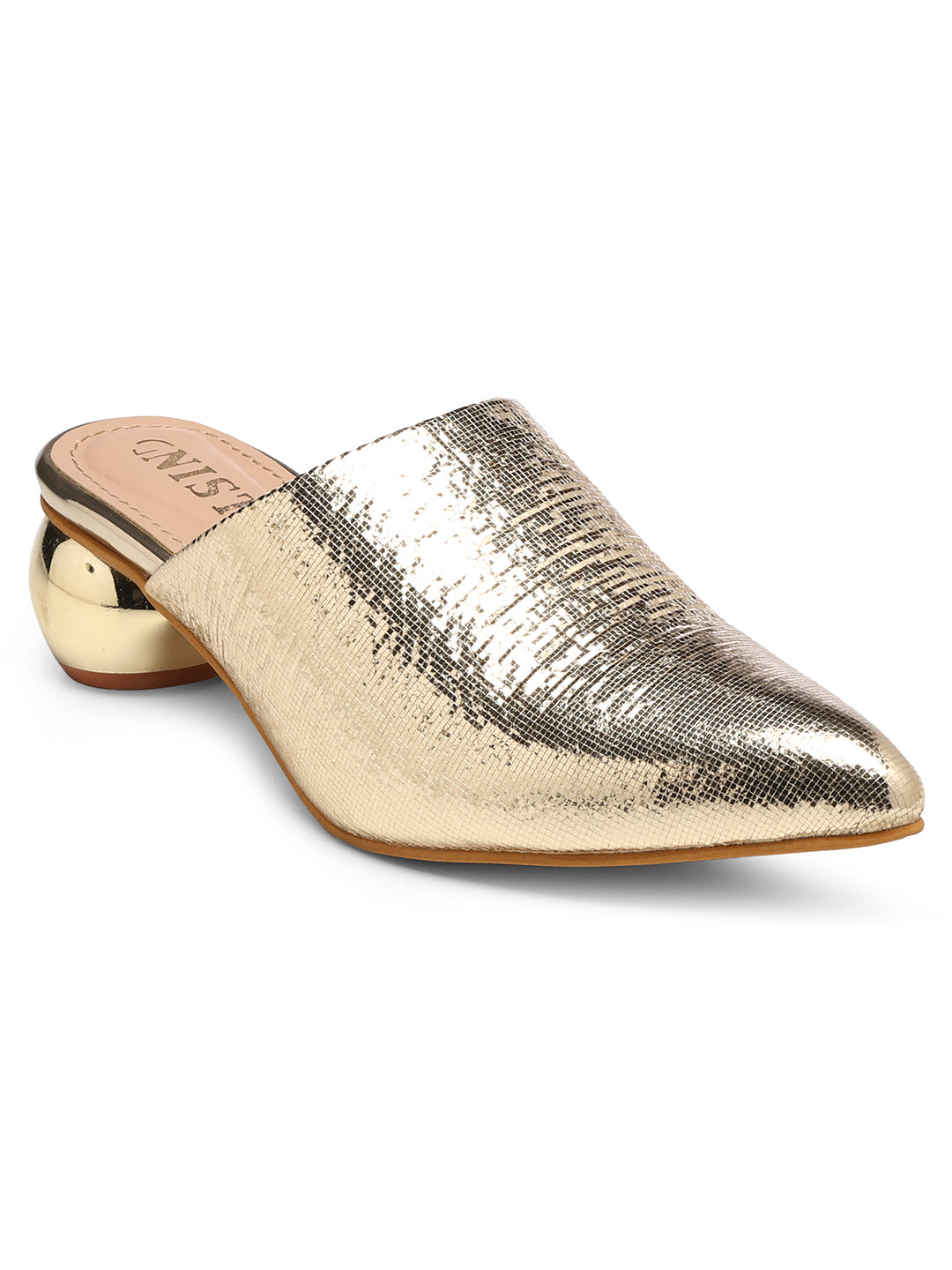 GNIST Metallic Mule Gold Round Heels