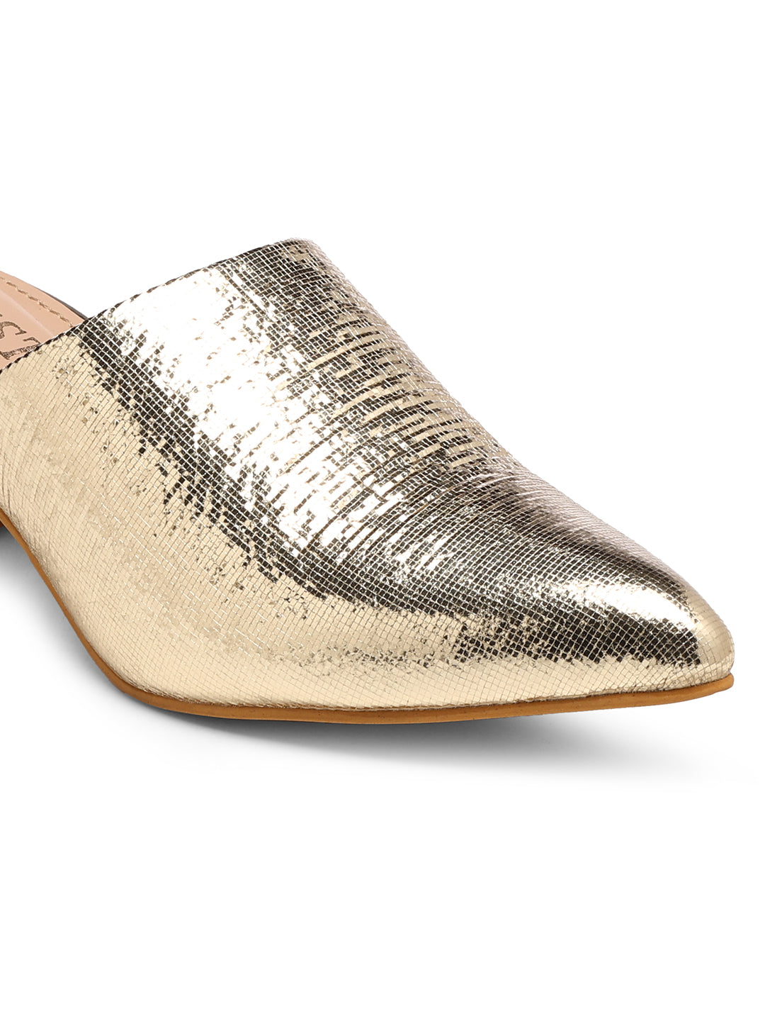 GNIST Metallic Mule Gold Round Heels