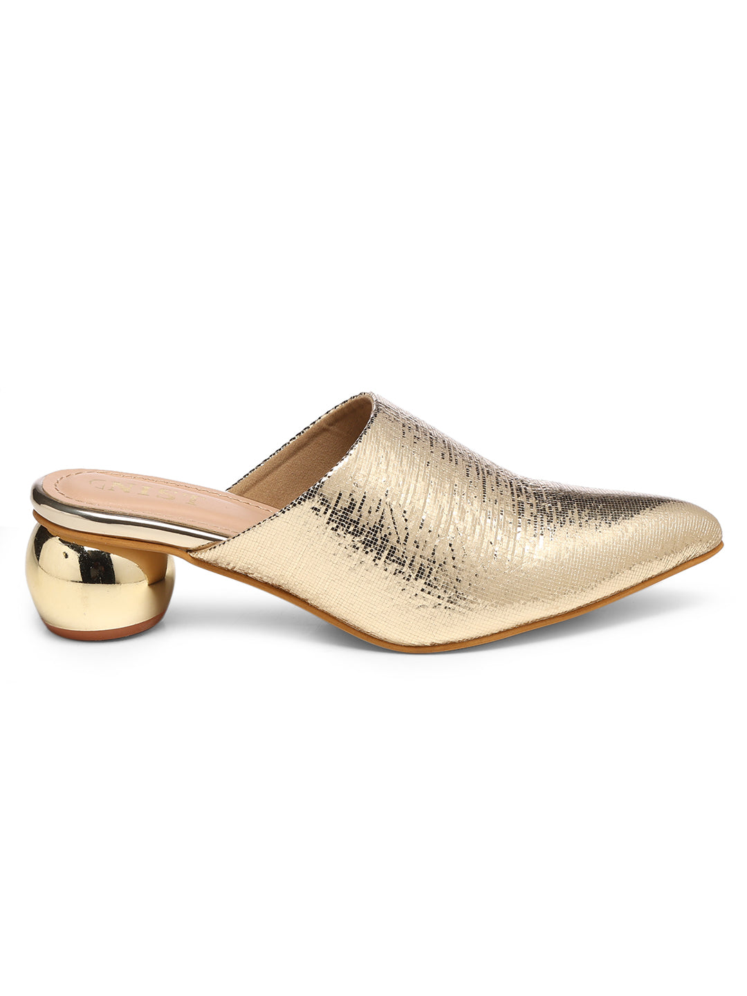 GNIST Metallic Mule Gold Round Heels