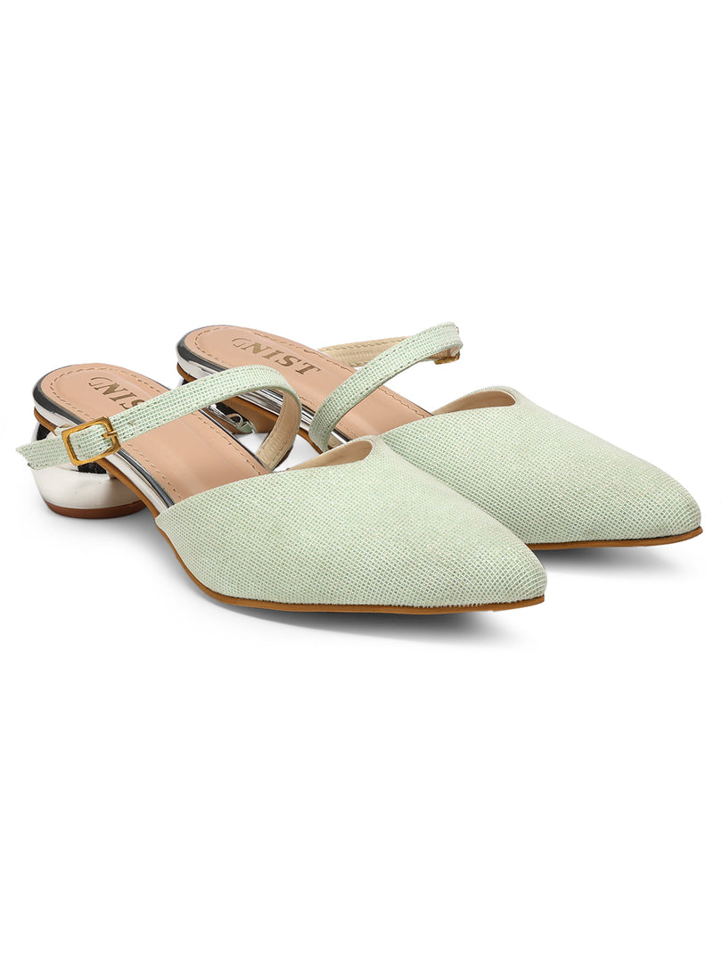 GNIST Party Mule Green Round Heels