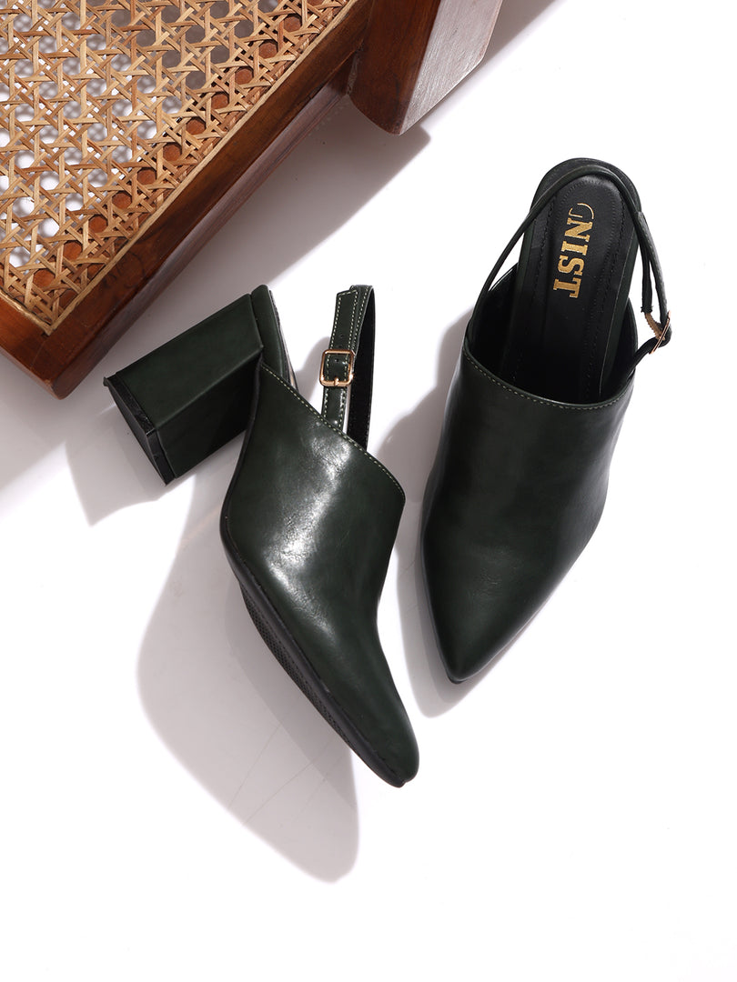 GNIST Regular Green Block Heel Boots