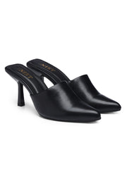 GNIST Pointed Mule Black Stiletto Heel