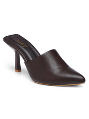 GNIST Pointed Mule Brown Stiletto Heel