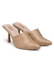 GNIST Pointed Mule Nude Stiletto Heels