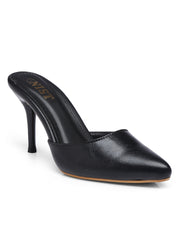 GNIST Classy Pointed Mule Black Stiletto Heel