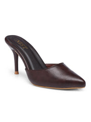 GNIST Classy Pointed Mule Brown Stiletto Heel