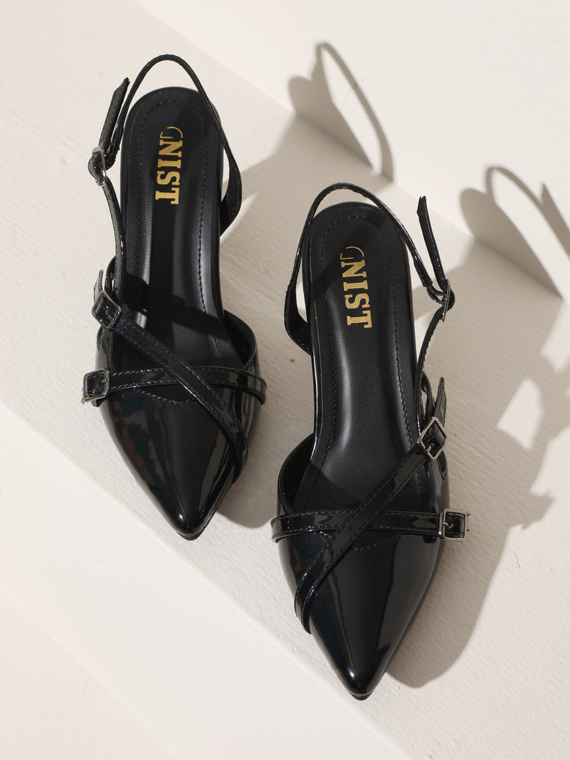GNIST Structured  pointed Black  Heel