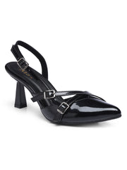GNIST Structured  pointed Black  Heel
