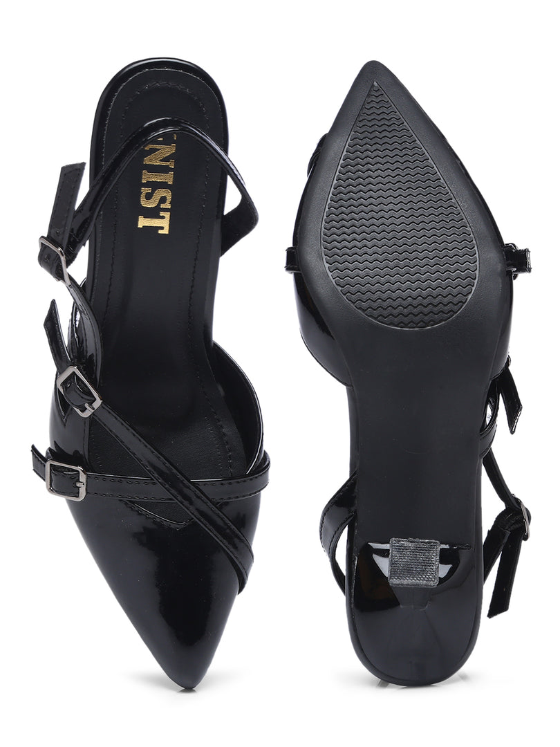 GNIST Structured  pointed Black  Heel