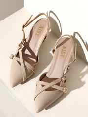 GNIST Structured  pointed Nude Heel