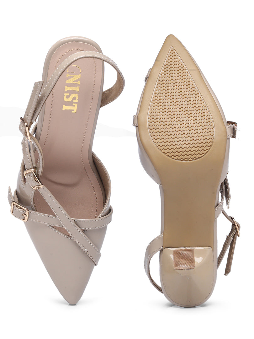 GNIST Structured  pointed Nude Heel
